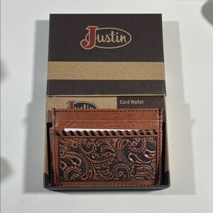 Justin Boots Embossed Leather Card Holder